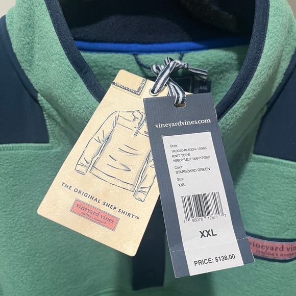 Vineyard Vines Snap Front Shep Shirt in Green and Navy. New with tags - Picture 4 of 9
